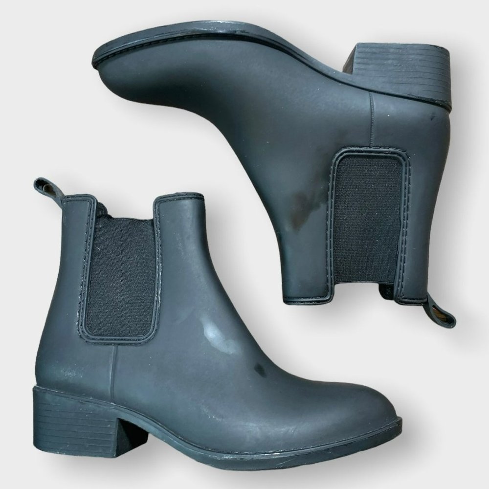 Jeffrey Campbell Black Stormy Chelsea Rain Boot Size 7